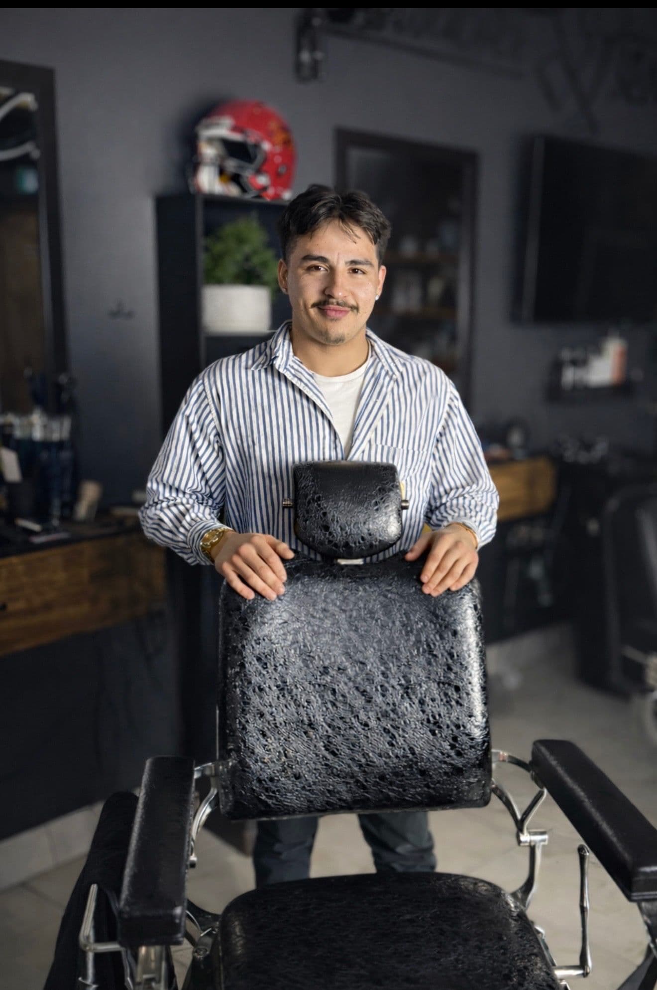 Alex Noble, student barber